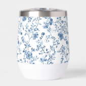 エレガントな花柄のトワール ブルーとホワイト ヴィンテージスタイル (正面)