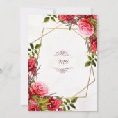 エレガントな花柄のバーガンディゴールドフレーム ブライダルシャワー 招待状 (裏面)