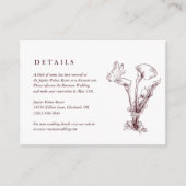 エレガントな花柄のバーガンディー結婚式の詳細カード エンクロージャーカード (正面)