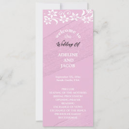 エレガントな花柄のピンクと白の結婚式プログラム 招待状