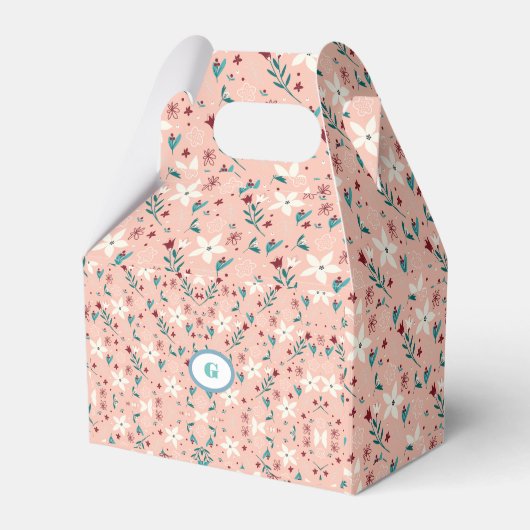 エレガントな花柄のピンク フェイバーボックス (正面サイド)