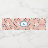 エレガントな花柄のピンク ペットボトルラベル (シングルラベル)