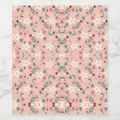 エレガントな花柄のピンク ワインラベル (シングルラベル)