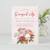 エレガントな花柄のブライダルシャワー招待状 ピンク 招待状 (スタンド正面)