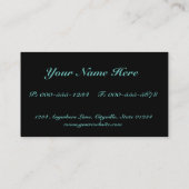 エレガントな花柄のブラックとターコイズのダマスク 名刺 (裏面)