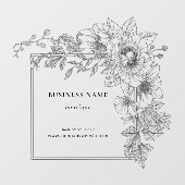 エレガントな花柄のボーダーサロン名 ウィンドウサイン (シート)