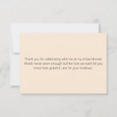 エレガントな花柄のボーダー紙ラベル名札 サンキューカード (裏面)