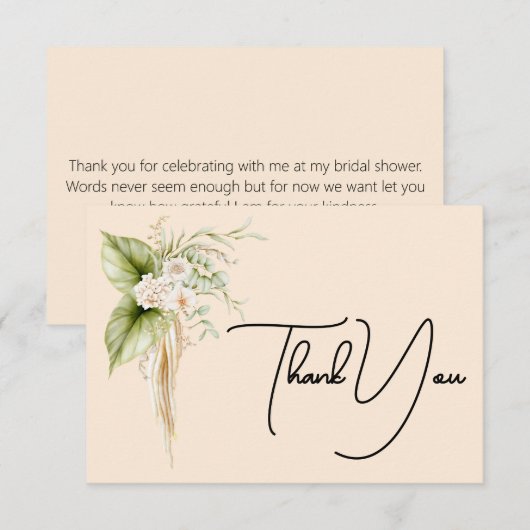 エレガントな花柄のボーダー紙ラベル名札 サンキューカード (正面/裏面)