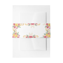 エレガントな花柄の二人名前ウェディングシャワー招待状