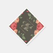 エレガントな花柄の新郎新婦 ウェディング | 紙ナプキン スタンダードカクテルナプキン (角)