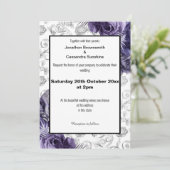 エレガントな花柄の箔加工メタリックウェディング 招待状 (スタンド正面)