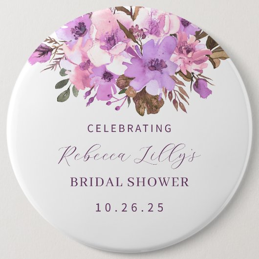 エレガントな花柄の紙 缶バッジ (正面)