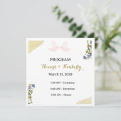 エレガントな花柄の結婚式プログラムカード プログラム (スタンド正面)