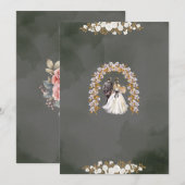 エレガントな花柄の結婚式招待状カード 招待状 (正面/裏面)