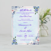 エレガントな花柄の結婚式招待状カード 箔招待状 (立ち正面)