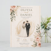 エレガントな花柄の結婚式招待状テンプレート セーブザデート (スタンド正面)