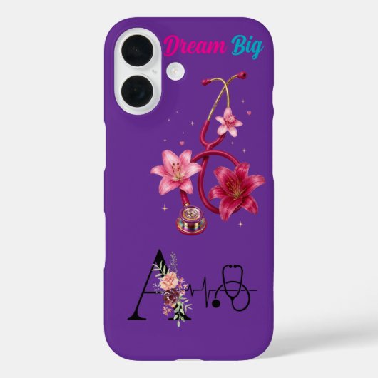 エレガントな花柄の聴診器 紫のスマホケース Case-Mate iPhoneケース (裏面)
