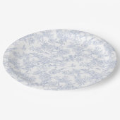 エレガントな花柄の青いフランス・トワール ペーパープレート (アングル)