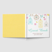 エレガントな花柄の黄色とピンクのブライズシャワー ゲストブック (全面)
