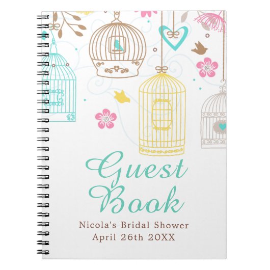エレガントな花柄の黄色とピンクのブライズシャワー ノートブック (正面)