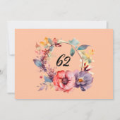 エレガントな花柄の６２歳の誕生日お礼カード 招待状 (裏面)