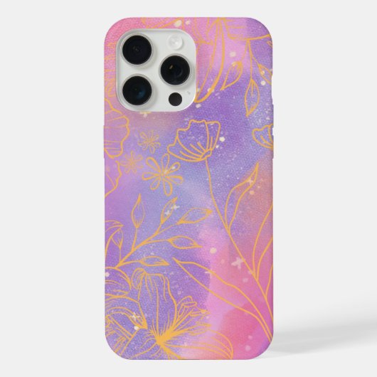 エレガントな花柄のiPhone 15 Pro Maxケース iPhoneケース (裏面)