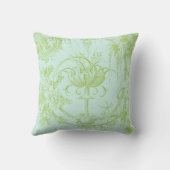 エレガントな花柄は、緑および水葉が出ます クッション (裏面)