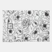 エレガントな花柄イニシャルモノグラム キッチンタオル (横)