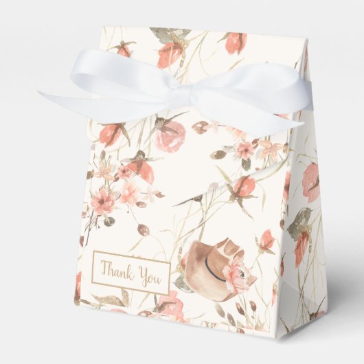 エレガントな花柄カウガール ブライダルシャワーフェイバーボックス フェイバーボックス (正面サイド)