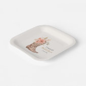 エレガントな花柄カントリー・ブーツ　カウガール・ブライダル・シャワー ペーパープレート (傾斜あり)