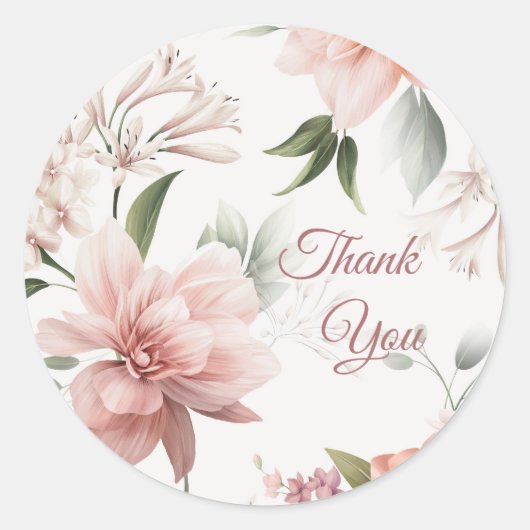 エレガントな花柄ギフトステッカーカスタム ラウンドシール (正面)