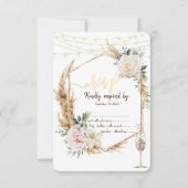 エレガントな花柄ゴールドフレーム シャンパングラス RSVP 招待状 (正面)