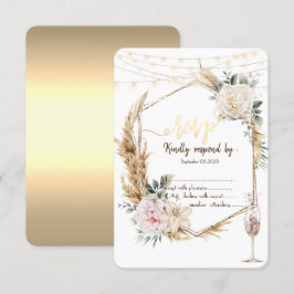 エレガントな花柄ゴールドフレーム シャンパングラス RSVP 招待状