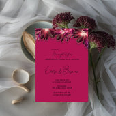 エレガントな花柄バーガンディーのリハーサルディナー 招待状