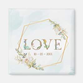 エレガントな花柄ラブグリーンゴールド マグネット