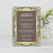 エレガントな花柄抽象模様イスラム教アキーカ 招待状 (スタンド正面)
