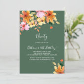 エレガントな花柄90歳の誕生日招待状 招待状 (スタンド正面)