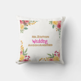 エレガントな花柄 デュアルネーム ブライダルシャワー 招待状 クッション