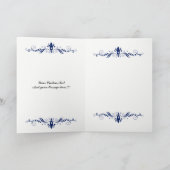 エレガントな花柄 ネイビーブルーのレースの感謝カード サンキューカード (内部)