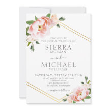 エレガントな花柄 ブラッシュピンク ゴールド ジオメトリック ウェディング