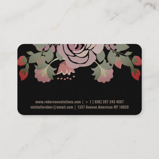 エレガントな花柄 名刺 (裏面)