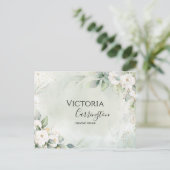 エレガントな花模様のゴールド グリーン プロフェッショナル サンクスカード ポストカード (スタンド正面)