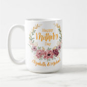 エレガントな花模様のハッピーマザーズデー パーソナライズ マグ (左)