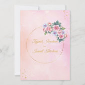 エレガントな花模様の金フレームイスラム教ムスリム結婚式 招待状 (裏面)