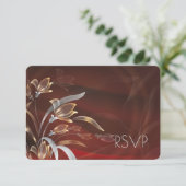 エレガントな花模様 | シルバー デザイン RSVP カード (スタンド正面)