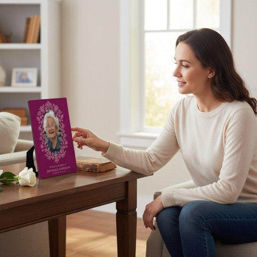 エレガントな花模様 追悼プレート フォトプラーク