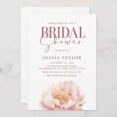 エレガントな花水彩の芍薬 ブライダルシャワー 招待状 (正面/裏面)