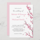 エレガントな花水彩桜ウェディング 招待状 (正面/裏面)