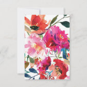 エレガントな花水彩画 ホワイトゴールド 結婚式 出席確認 出欠カード (裏面)