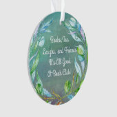 エレガントな花水色のブッククラブ/本のグループ オーナメント (正面)